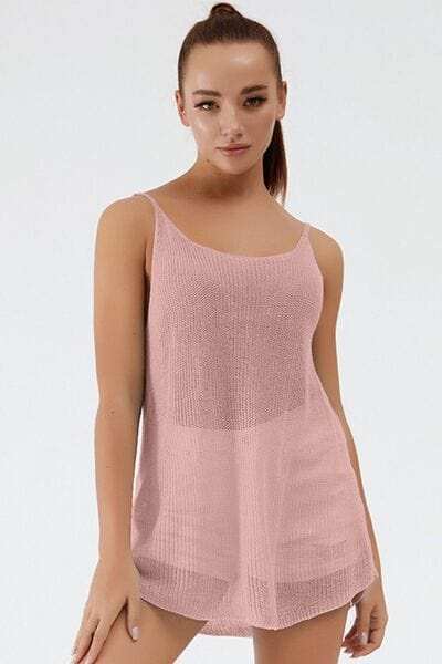 Scoop Neck Spaghetti Strap Knit Cami - Trendsi - Flyclothing LLC