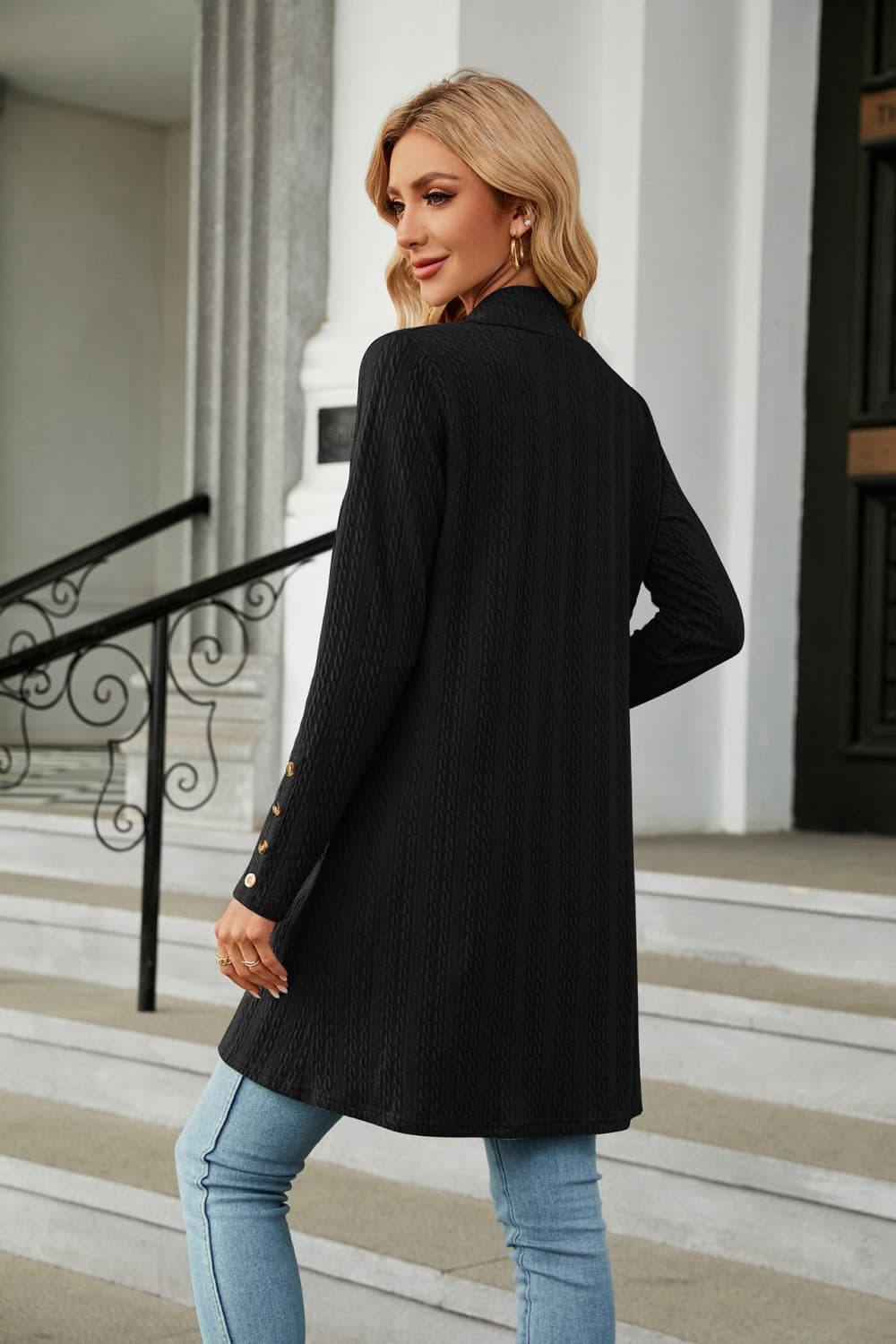 Long Sleeve Open Front Cardigan - Trendsi