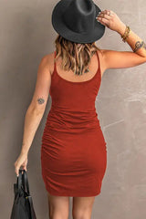 Spaghetti StrapRuched Mini Dress - Trendsi - Flyclothing LLC