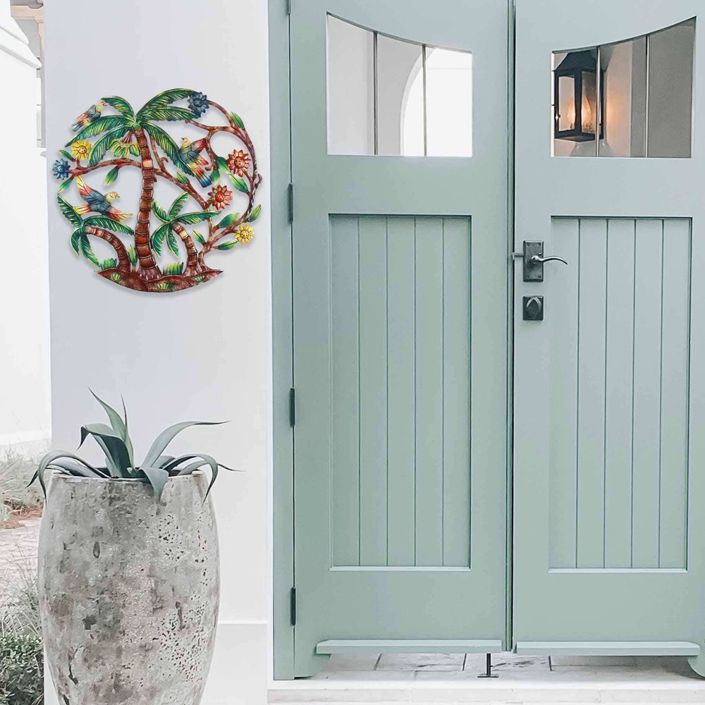 Colorful Palm Trees Hand Painted Metal Wall Art - Croix des Bouquets - Croix des Bouquets - Flyclothing LLC