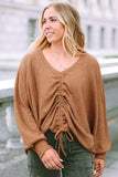 Drawstring Ruched V-Neck Blouse - Trendsi - Flyclothing LLC