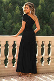 One-Shoulder Ruched Maxi Dress - Trendsi - Flyclothing LLC