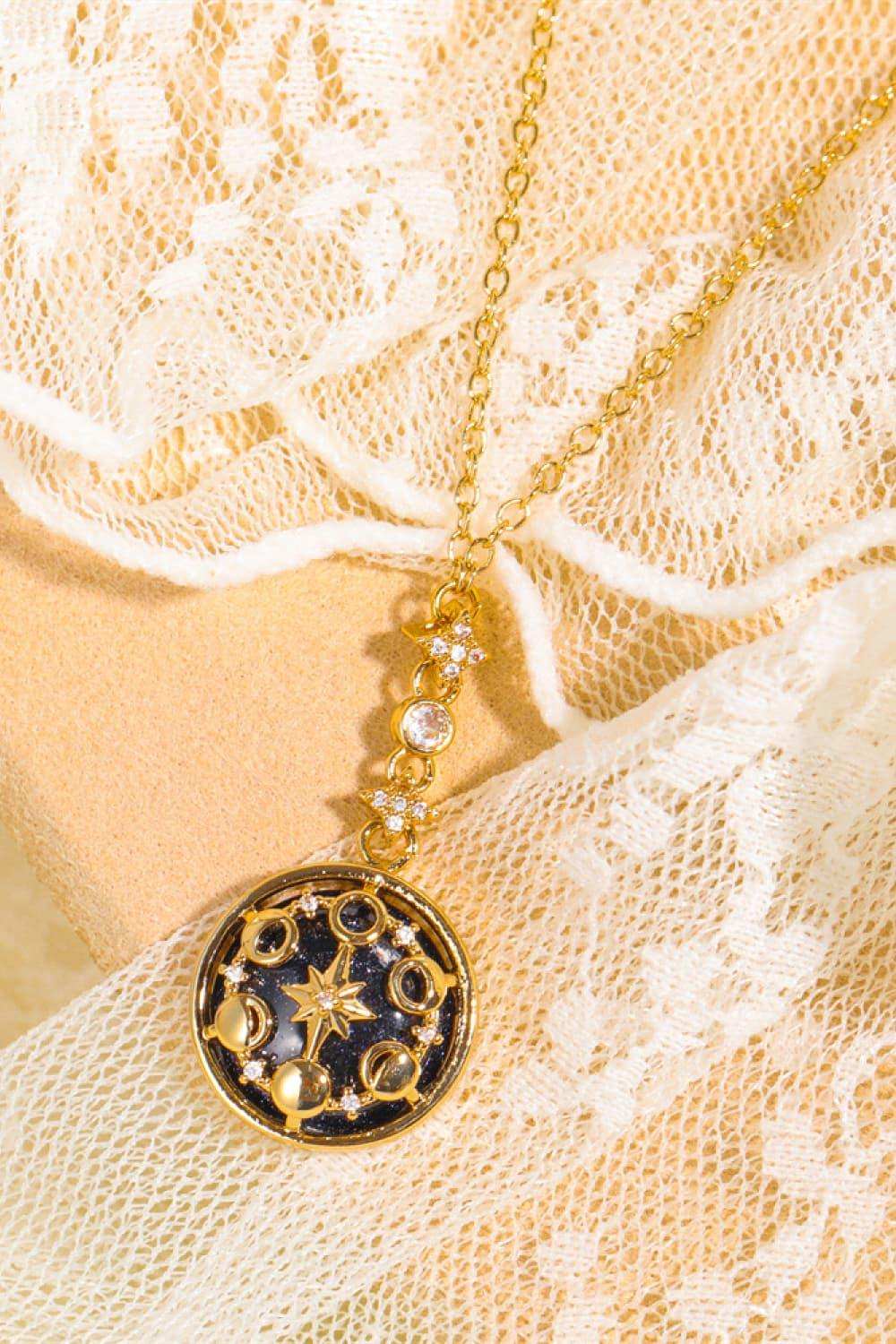 Vintage Blue Sandstone Pendant Copper Necklace - Trendsi - Flyclothing LLC