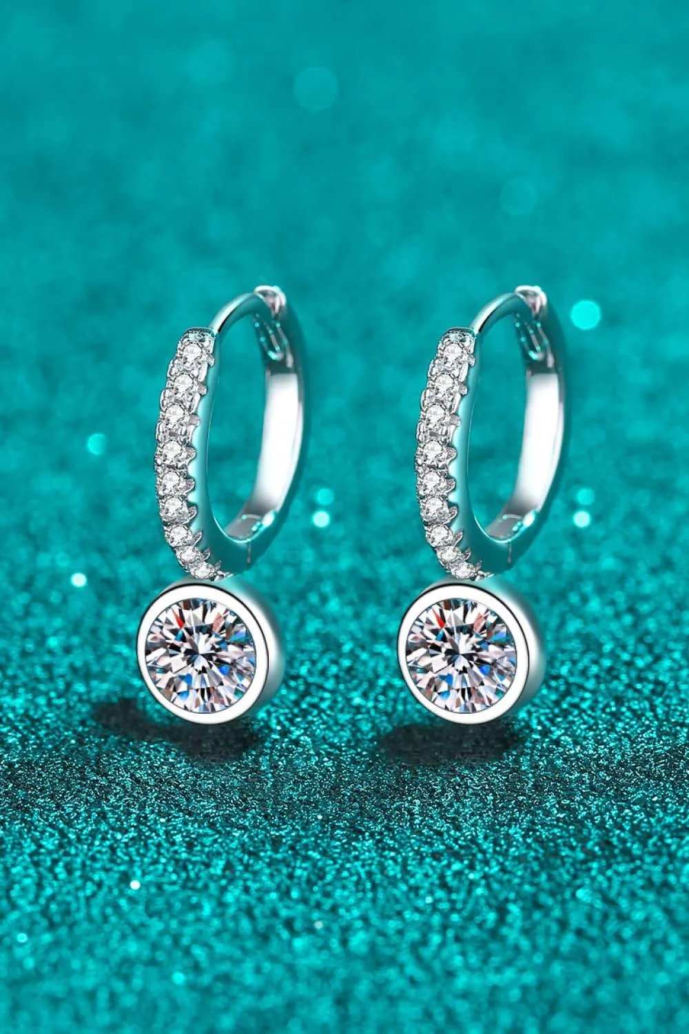 1 Carat Moissanite Rhodium-Plated Drop Earrings - Trendsi - Flyclothing LLC