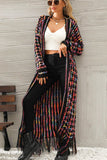 Multicolored Open Front Fringe Hem Cardigan - Trendsi
