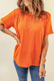 Round Neck Cuffed Short Sleeve Tee - Trendsi - Flyclothing LLC