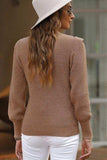 Notched Long Sleeve Sweater - Trendsi - Flyclothing LLC