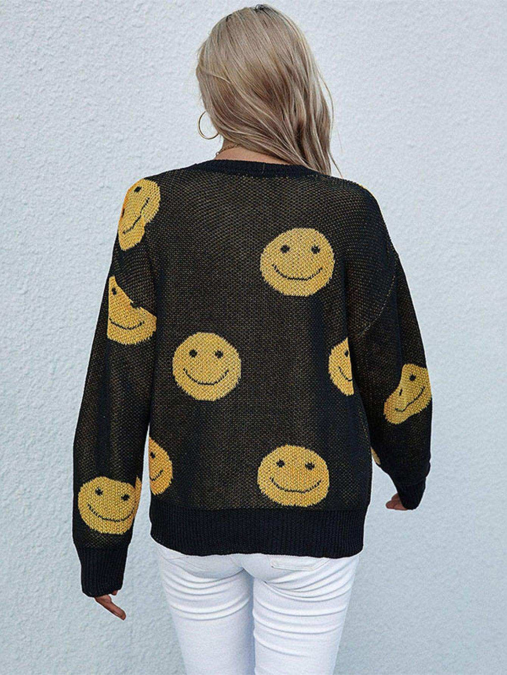 Smiley Face Sweater - Trendsi - Flyclothing LLC
