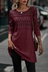 Printed Round Neck Long Sleeve T-Shirt - Trendsi
