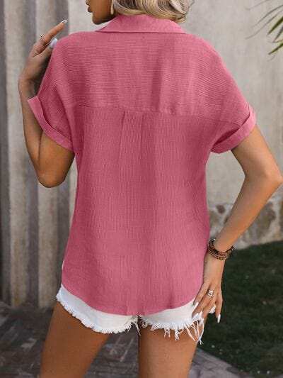 Button Up Short Sleeve Shirt - Trendsi - Flyclothing LLC