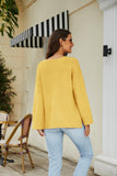 Drop Shoulder V-Neck Knit Pullover - Trendsi