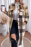 Plaid Button Down Longline Coat - Trendsi