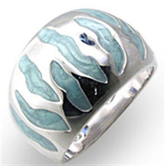 Alamode High-Polished 925 Sterling Silver Ring with Epoxy in Sea Blue - Flyclothing LLC