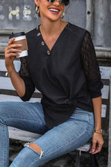 Twisted Decorative Button Long Sleeve T-Shirt - Trendsi - Flyclothing LLC