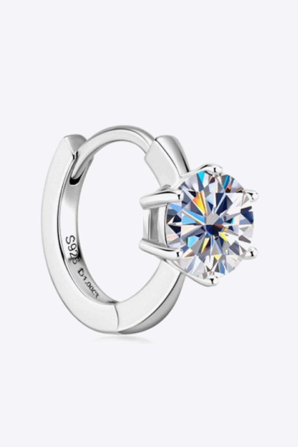 2 Carat Moissanite 925 Sterling Silver Huggie Earrings - Trendsi - Flyclothing LLC