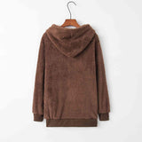 Quarter-Zip Drawstring Teddy Hoodie