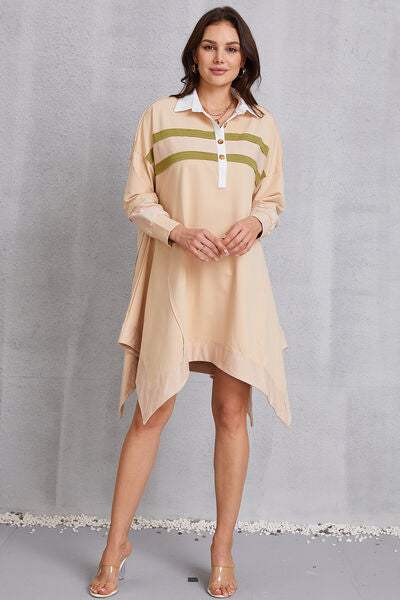 Half Button Handkerchief Hem Dress - Trendsi - Flyclothing LLC