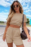 Short Sleeve Cropped Top and Drawstring Shorts Lounge Set - Trendsi - Flyclothing LLC