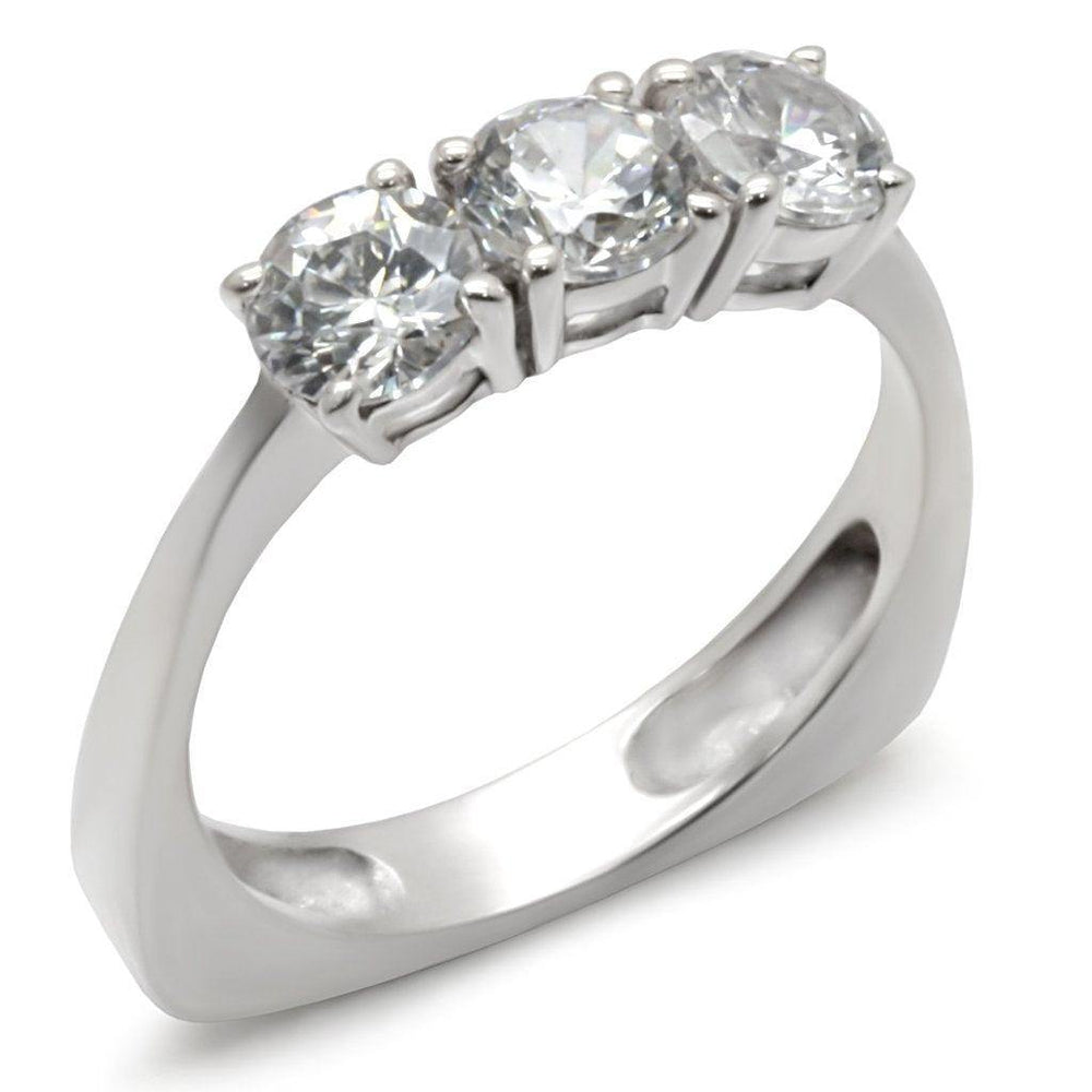 Alamode High-Polished 925 Sterling Silver Ring with AAA Grade CZ in Clear - Alamode