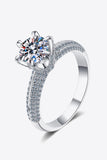 2 Carat Moissanite 925 Sterling Silver Side Stone Ring - Trendsi