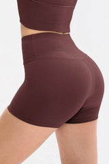Slim Fit Wide Waistband Sports Shorts - Trendsi - Flyclothing LLC
