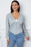 Ruched Half Zip Hooded Jacket - Trendsi