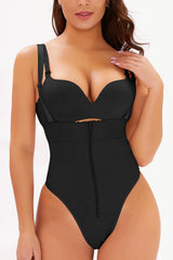 Full Size Adjustable Strap Zip-Up Shaping Bodysuit - Trendsi