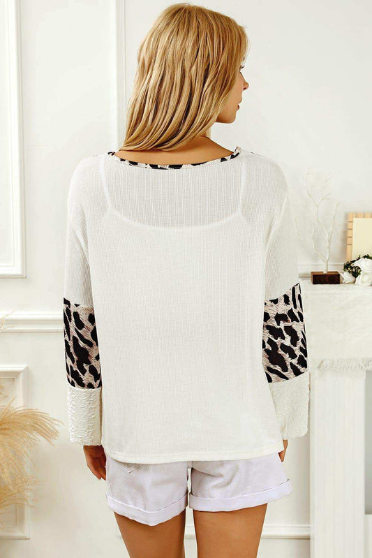 Printed Round Neck Long Sleeve Blouse - Trendsi - Flyclothing LLC