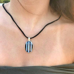 Pendant, Alabalone and Black Stripe - Artisana