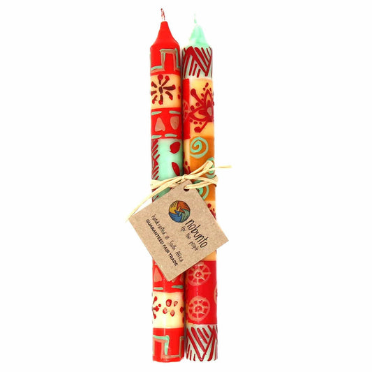 Hand Painted Candles in Owoduni Design (pair of tapers) - Nobunto - Nobunto