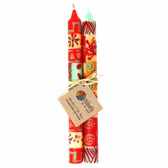 Hand Painted Candles in Owoduni Design (pair of tapers) - Nobunto - Nobunto