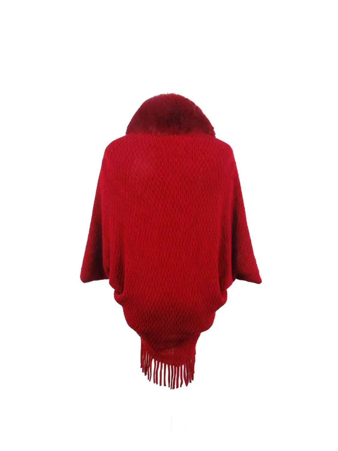 Open Front Fringe Hem Poncho - Trendsi - Flyclothing LLC