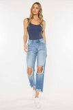 Kancan High Waist Chewed Up Straight Mom Jeans - Trendsi - Flyclothing LLC