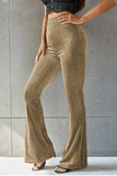 Ribbed High Waist Flare Pants - Trendsi - Flyclothing LLC