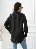Contrast Button Up Long Sleeve Shirt - Trendsi - Flyclothing LLC