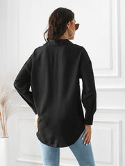 Contrast Button Up Long Sleeve Shirt - Trendsi