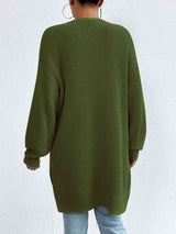 Open Front Dropped Shoulder Slit Cardigan - Trendsi - Flyclothing LLC