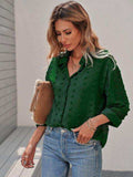Swiss Dot Drop Shoulder Shirt - Trendsi - Flyclothing LLC