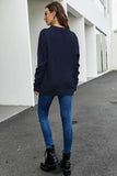 Round Neck Dropped Shoulder Sweater - Trendsi