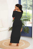 Round Neck Long Sleeve Maxi Wrap Dress - Trendsi - Flyclothing LLC