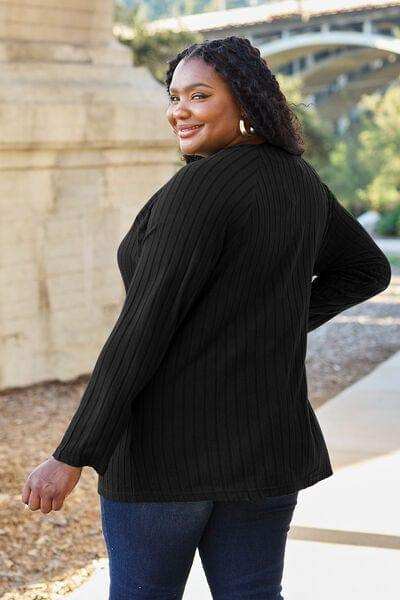 Basic Bae Full Size Ribbed Round Neck Long Sleeve Knit Top - Trendsi - Flyclothing LLC