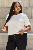 And The Why Pearly White Full Size Criss Cross Pearl Detail Open Back T-Shirt - Trendsi - Flyclothing LLC