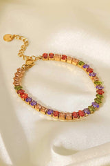 18K Gold Plated Multicolored Zircon Bracelet - Trendsi - Flyclothing LLC