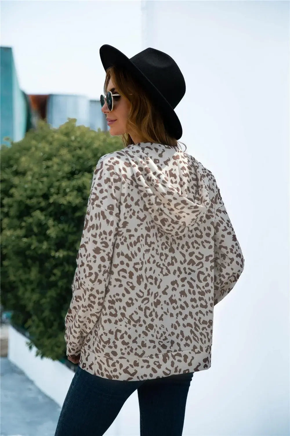 Full Size Printed Quarter-Snap Drop Shoulder Hoodie - Trendsi - Flyclothing LLC