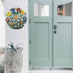 Painted Flower Garden Metal Wall Art - Croix des Bouquets - Croix des Bouquets