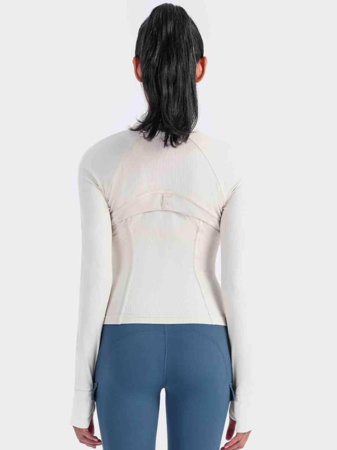 Zip-Up Long Sleeve Sports Jacket - Trendsi - Flyclothing LLC