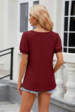 Eyelet Short Sleeve T-Shirt - Trendsi - Flyclothing LLC