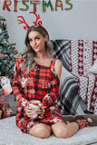 Christmas Asymmetrical Neck Long Sleeve Dress - Trendsi - Flyclothing LLC