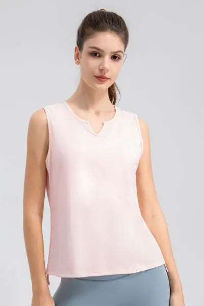 Notched Wide Strap Active Tank - Trendsi - Flyclothing LLC