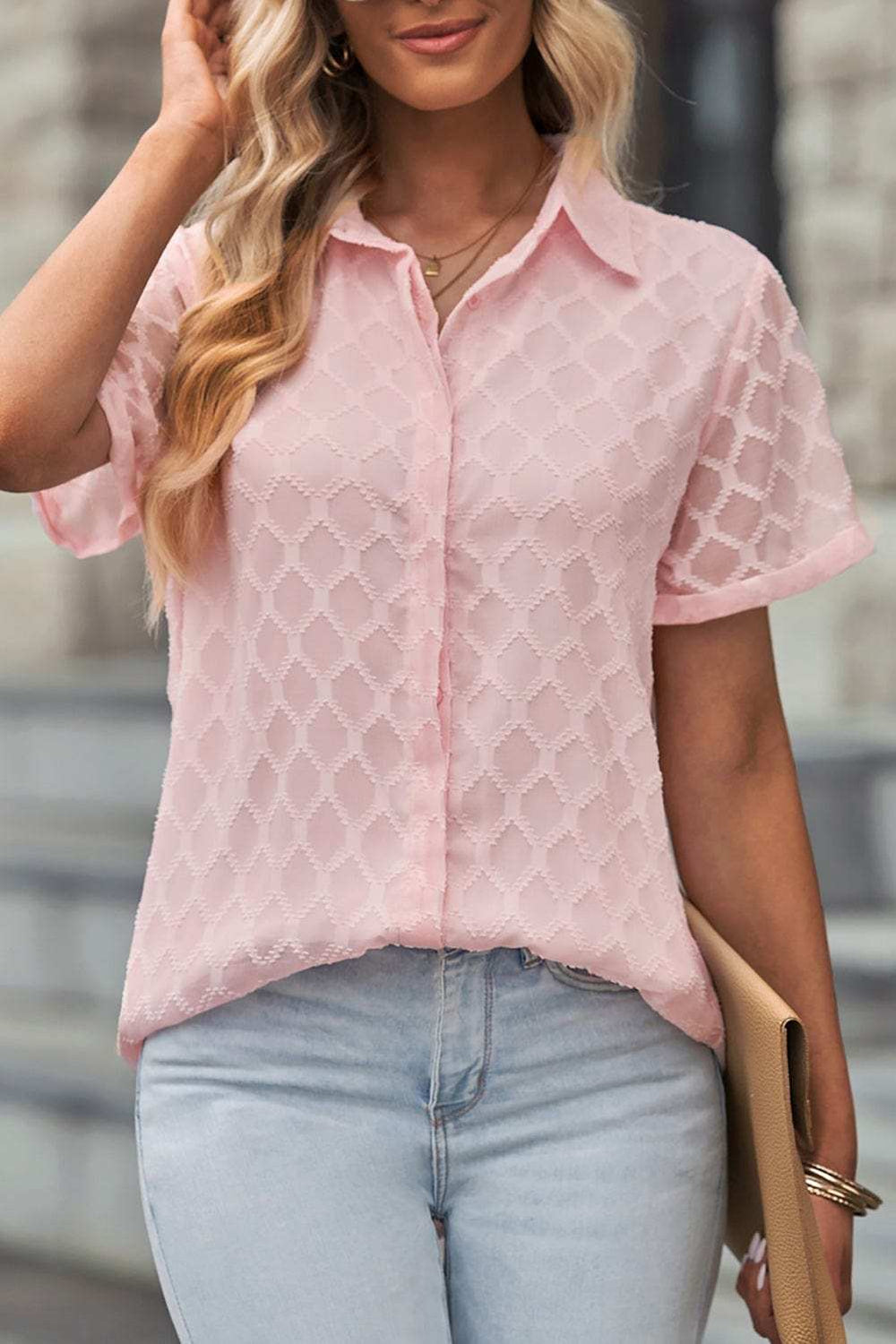 Button Up Short Sleeve Shirt - Trendsi - Flyclothing LLC
